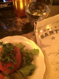 Lentil stuffed tomato at Sante