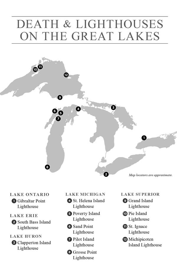 death and lighthouses on the great lakes book map